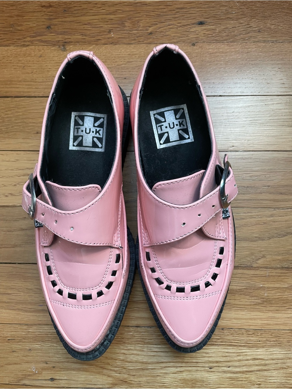 T.U.K Pink creepers with Buckle